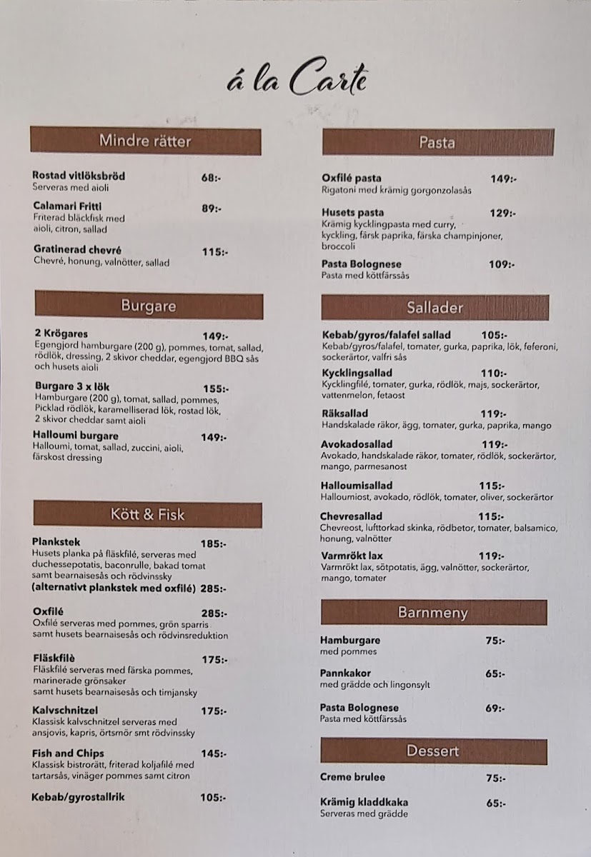 Menu - 2 Krögare Restaurang photo 1